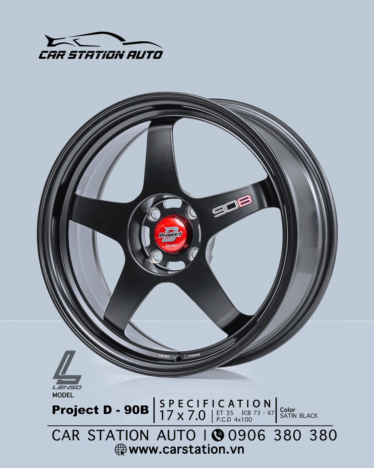 Mâm 17 inch – LENSO Project D - 90B - Car Station Auto