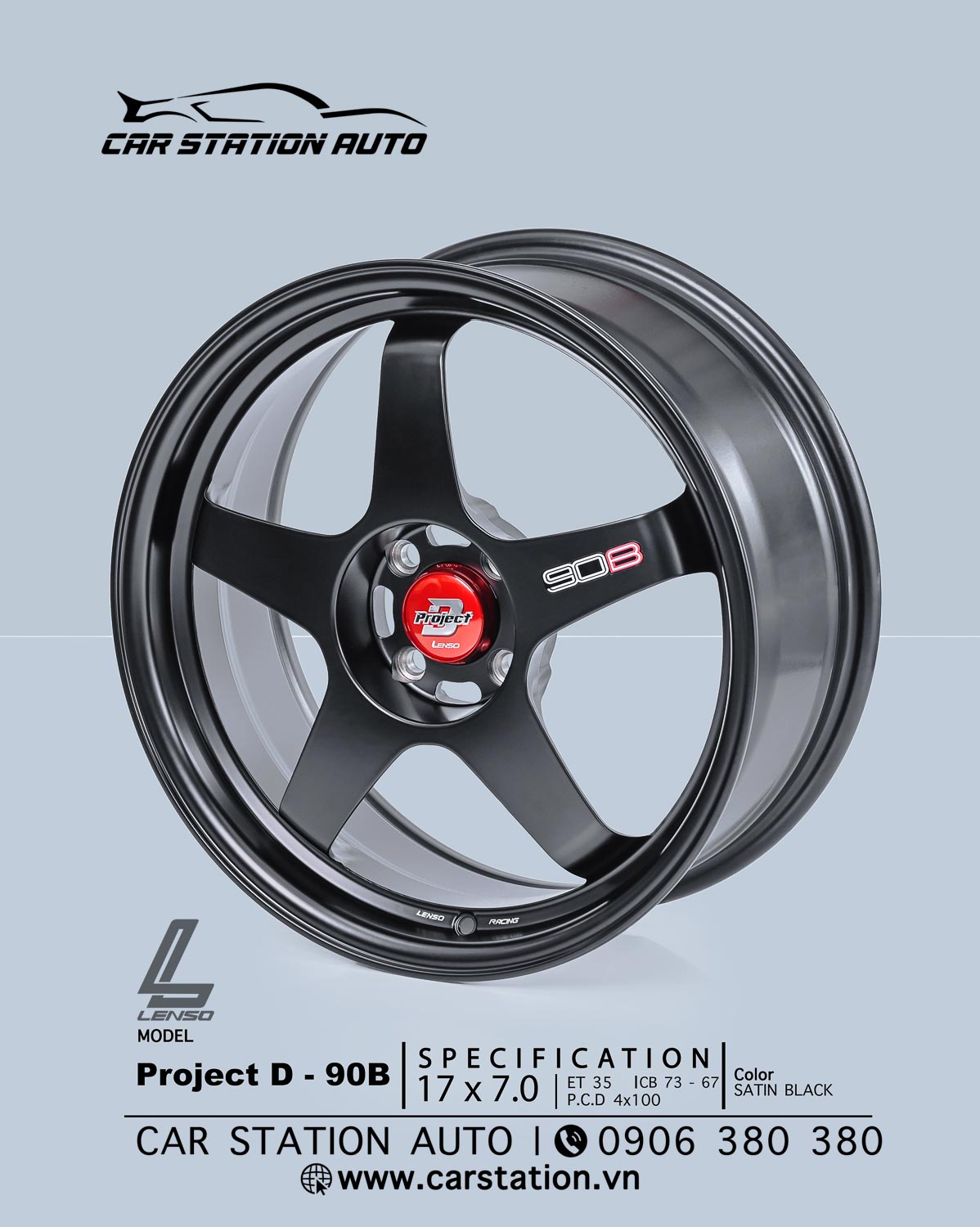 Mâm 17 inch – LENSO Project D - 90B - Car Station Auto
