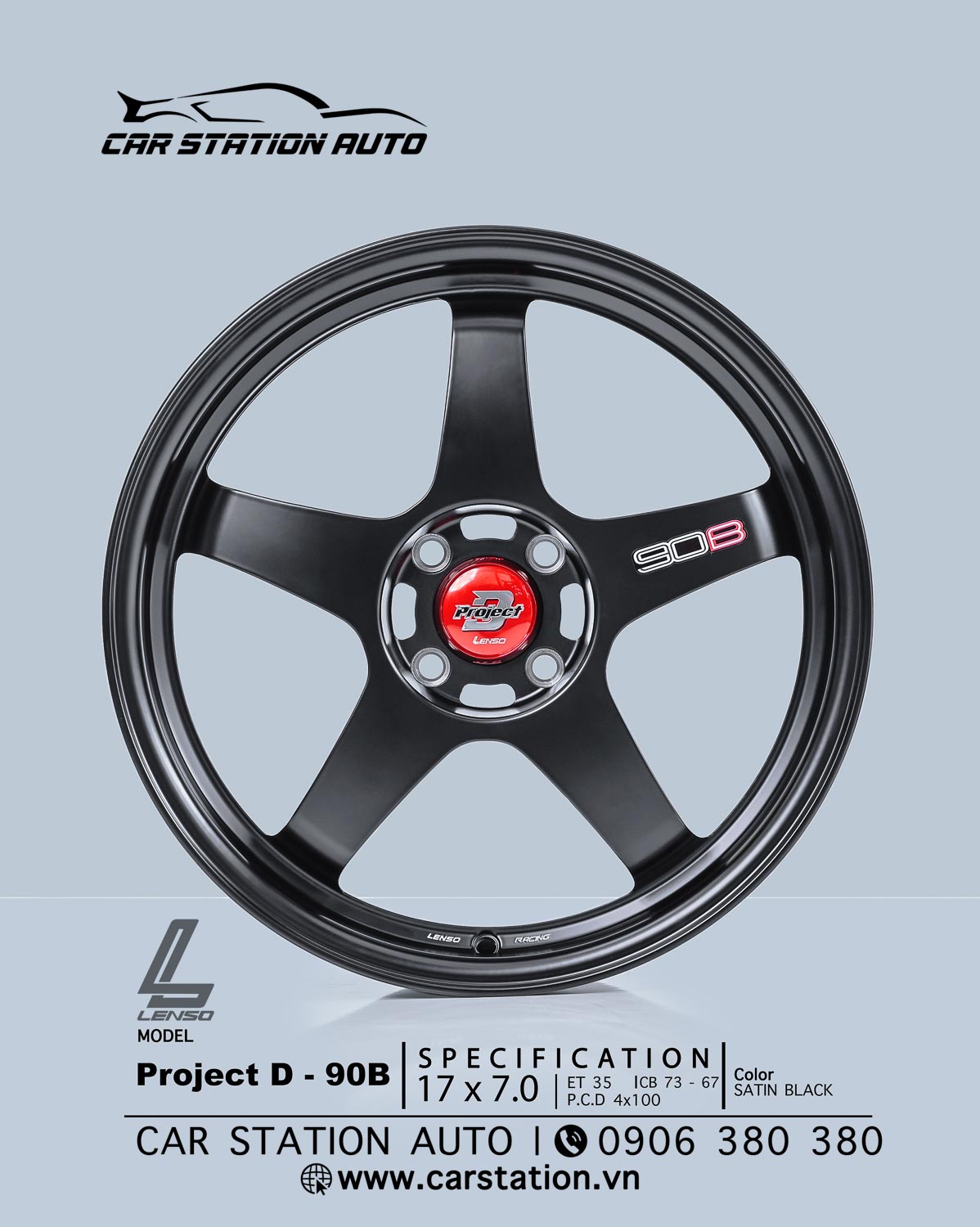 Mâm 17 inch – LENSO Project D - 90B - Car Station Auto